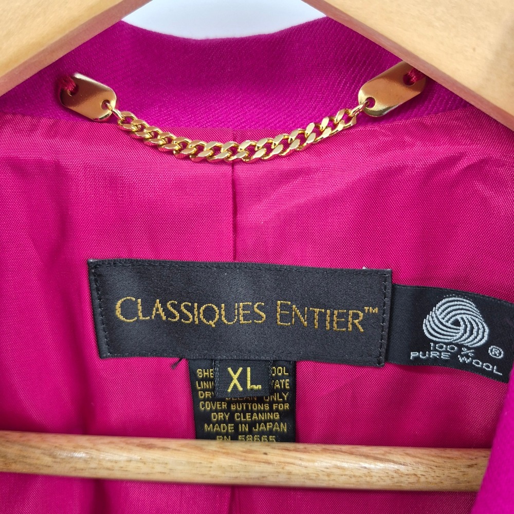 Vtg Classiques Entier Womens Pink Double Breasted Wool Blazer Oversized Size‎ XL - Picture 8 of 13